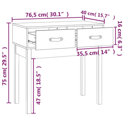 Konsolbord grå 76,5x40x75 cm massiv furu