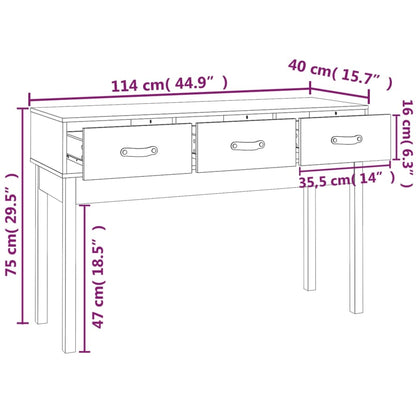 Konsolbord 114x40x75 cm massiv furu