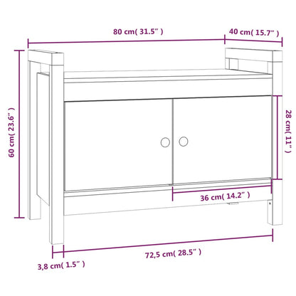 Skobänk vit 80x40x60 cm massiv furu