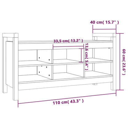 Skobänk vit 110x40x60 cm massiv furu