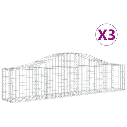Gabion bågformad 3 st 200x30x40/60 cm galvaniserat järn