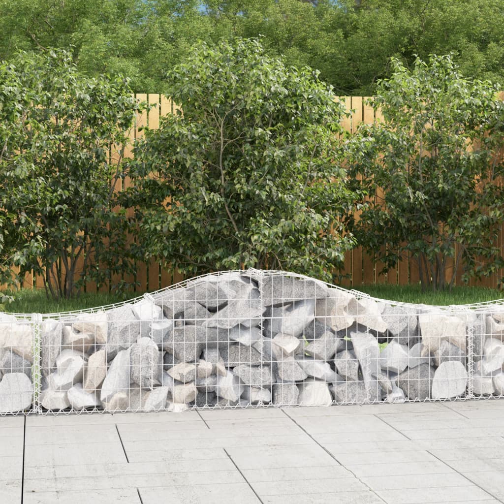 Gabion bågformad 3 st 200x30x40/60 cm galvaniserat järn