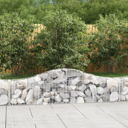 Gabion bågformad 3 st 200x30x40/60 cm galvaniserat järn
