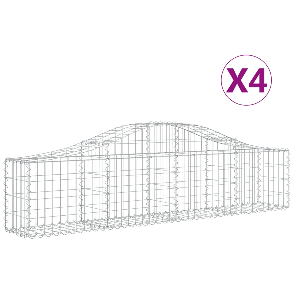 Gabion bågformad 4 st 200x30x40/60 cm galvaniserat järn