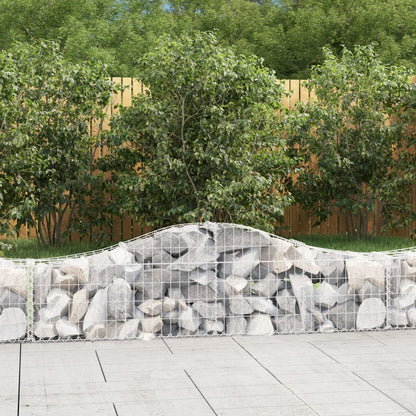 Gabion bågformad 4 st 200x30x40/60 cm galvaniserat järn