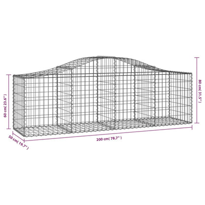 Gabioner bågformade 2 st 200x50x60/80 cm galvaniserat järn