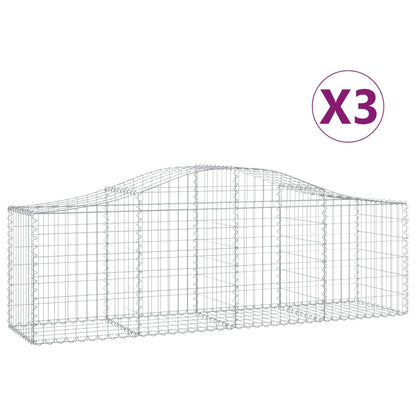 Gabioner bågformade 3 st 200x50x60/80 cm galvaniserat järn