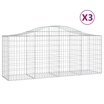 Gabioner bågformade 3 st 200x50x80/100 cm galvaniserat järn