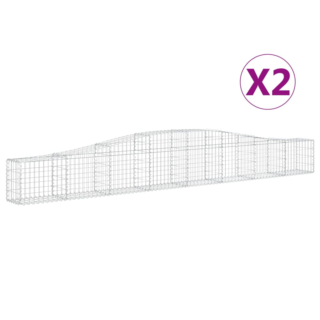 Gabioner bågformade 2 st 400x30x40/60 cm galvaniserat järn