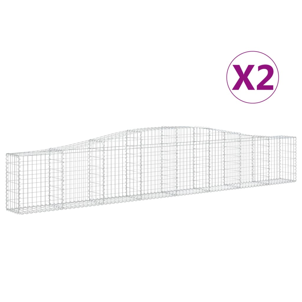 Gabioner bågformade 2 st 400x30x60/80 cm galvaniserat järn