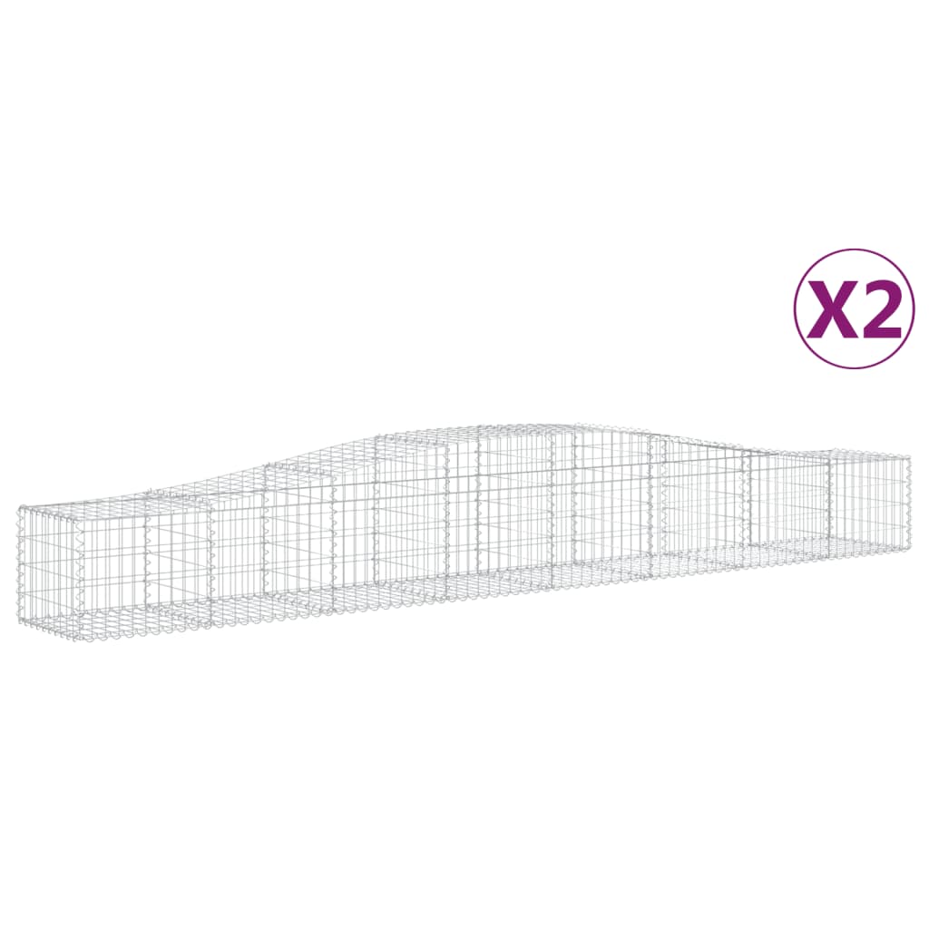 Gabioner bågformade 2 st 400x50x40/60 cm galvaniserat järn