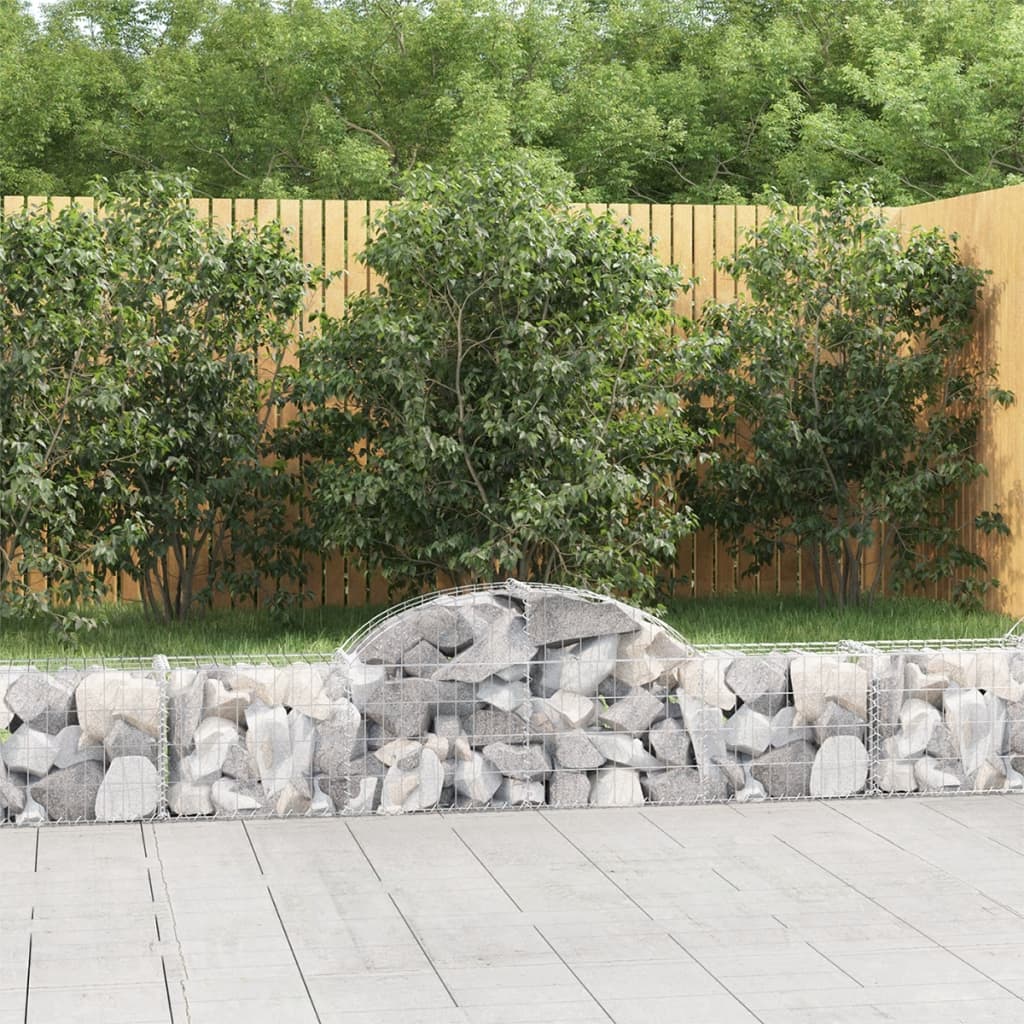 Gabion bågformad 3 st 200x30x40/60 cm galvaniserat järn