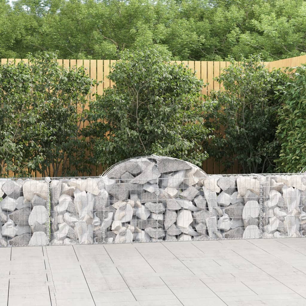 Gabioner bågformade 5 st 200x30x60/80 cm galvaniserat järn