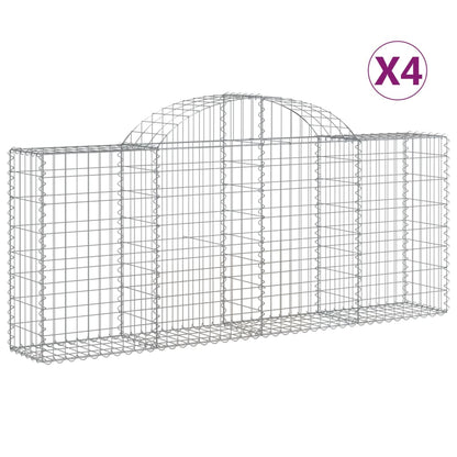 Gabioner bågformade 4 st 200x30x80/100 cm galvaniserat järn
