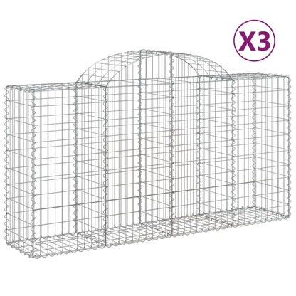 Gabioner bågformade 3 st 200x50x100/120 cm galvaniserat järn