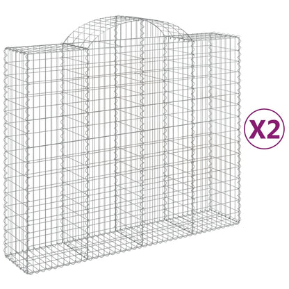Gabioner bågformade 2 st 200x50x160/180 cm galvaniserat järn