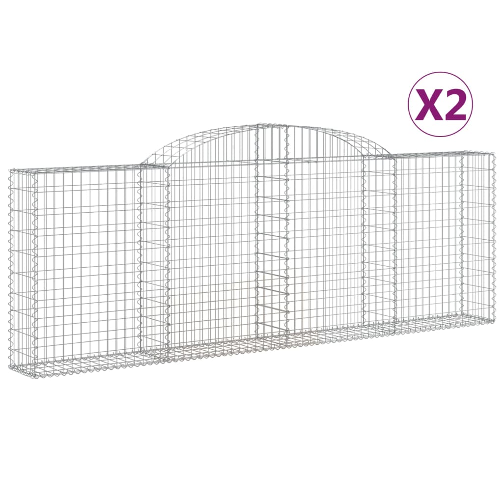 Gabioner bågformade 2 st 300x30x100/120 cm galvaniserat järn