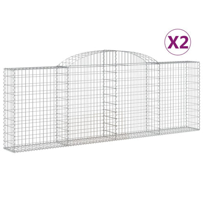 Gabioner bågformade 2 st 300x30x100/120 cm galvaniserat järn