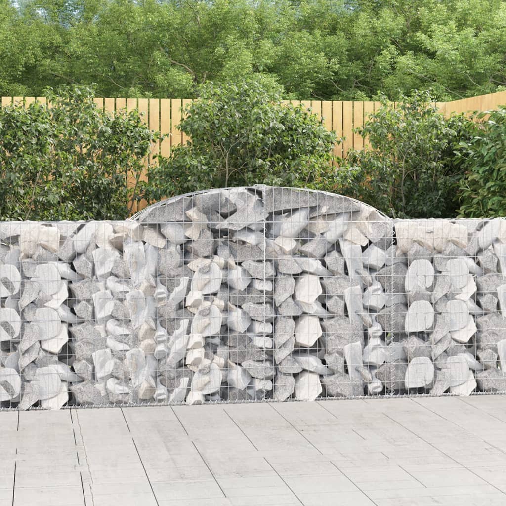 Gabioner bågformade 2 st 300x30x100/120 cm galvaniserat järn