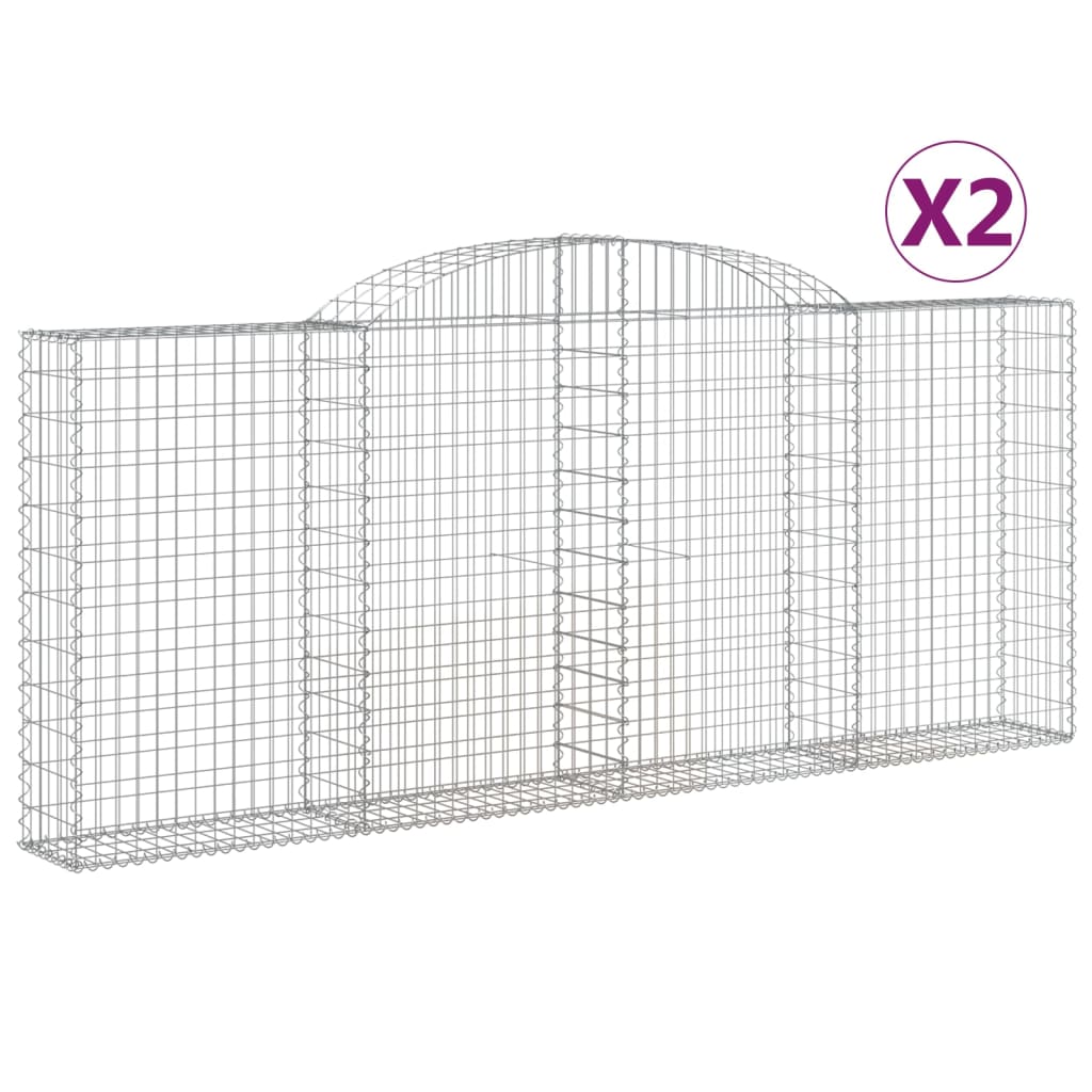 Gabioner bågformade 2 st 300x30x120/140 cm galvaniserat järn