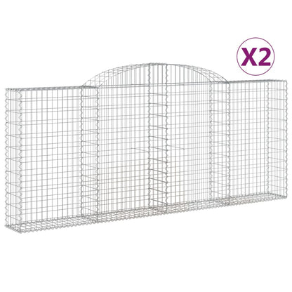 Gabioner bågformade 2 st 300x30x120/140 cm galvaniserat järn