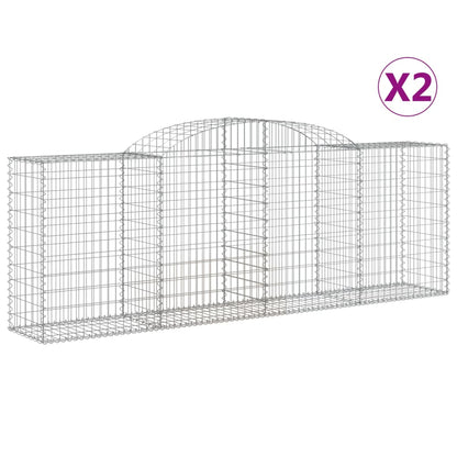 Gabioner bågformade 2 st 300x50x100/120 cm galvaniserat järn