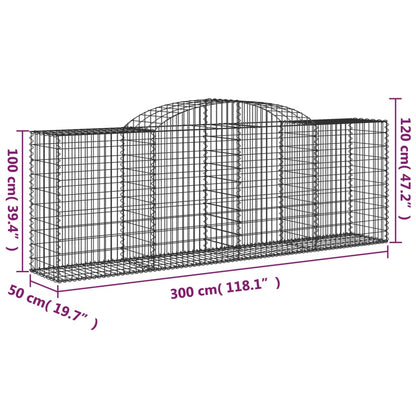 Gabioner bågformade 2 st 300x50x100/120 cm galvaniserat järn