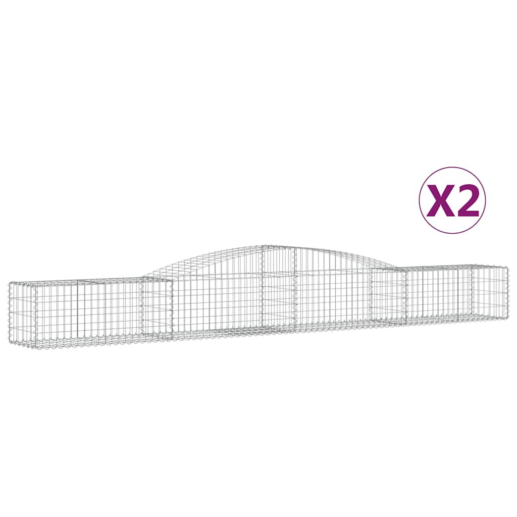 Gabioner bågformade 2 st 400x50x40/60 cm galvaniserat järn