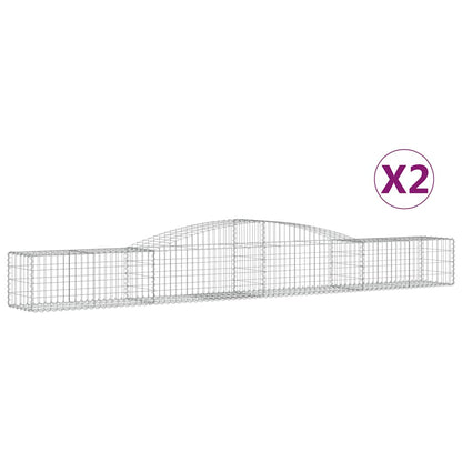 Gabioner bågformade 2 st 400x50x40/60 cm galvaniserat järn