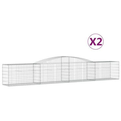 Gabioner bågformade 2 st 400x50x60/80 cm galvaniserat järn