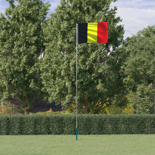 Belgiens flagga och flaggstång 5,55 m aluminium