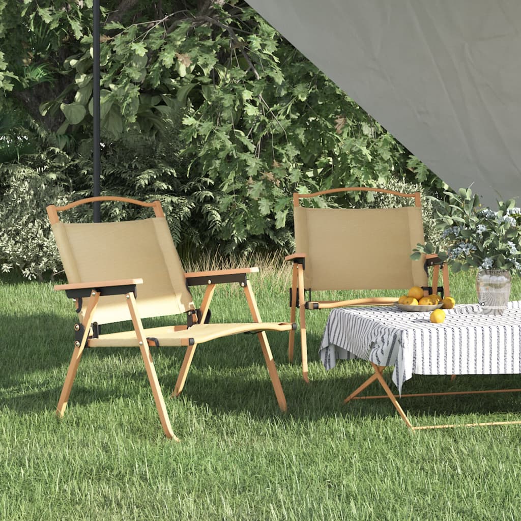 Campingstolar 2 st Beige 54x43x59cm oxfordtyg