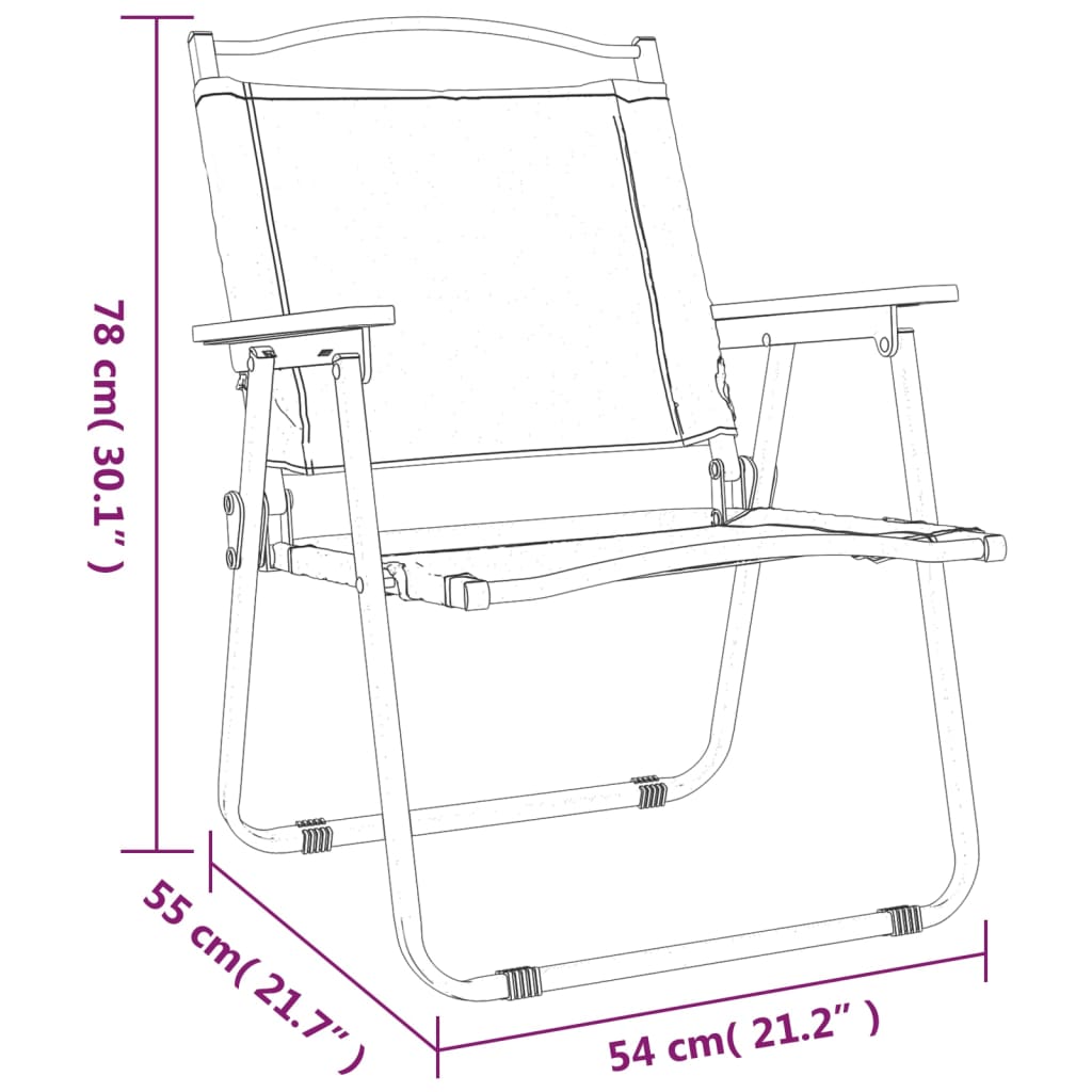 Campingstolar 2 st Beige 54x55x78 cm oxfordtyg