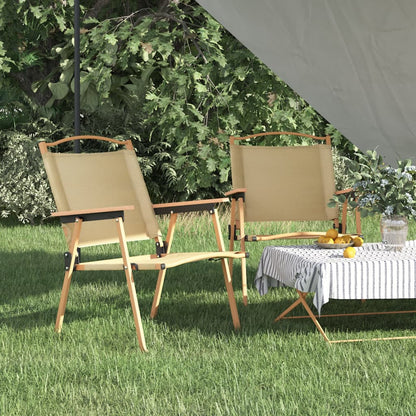 Campingstolar 2 st Beige 54x55x78 cm oxfordtyg