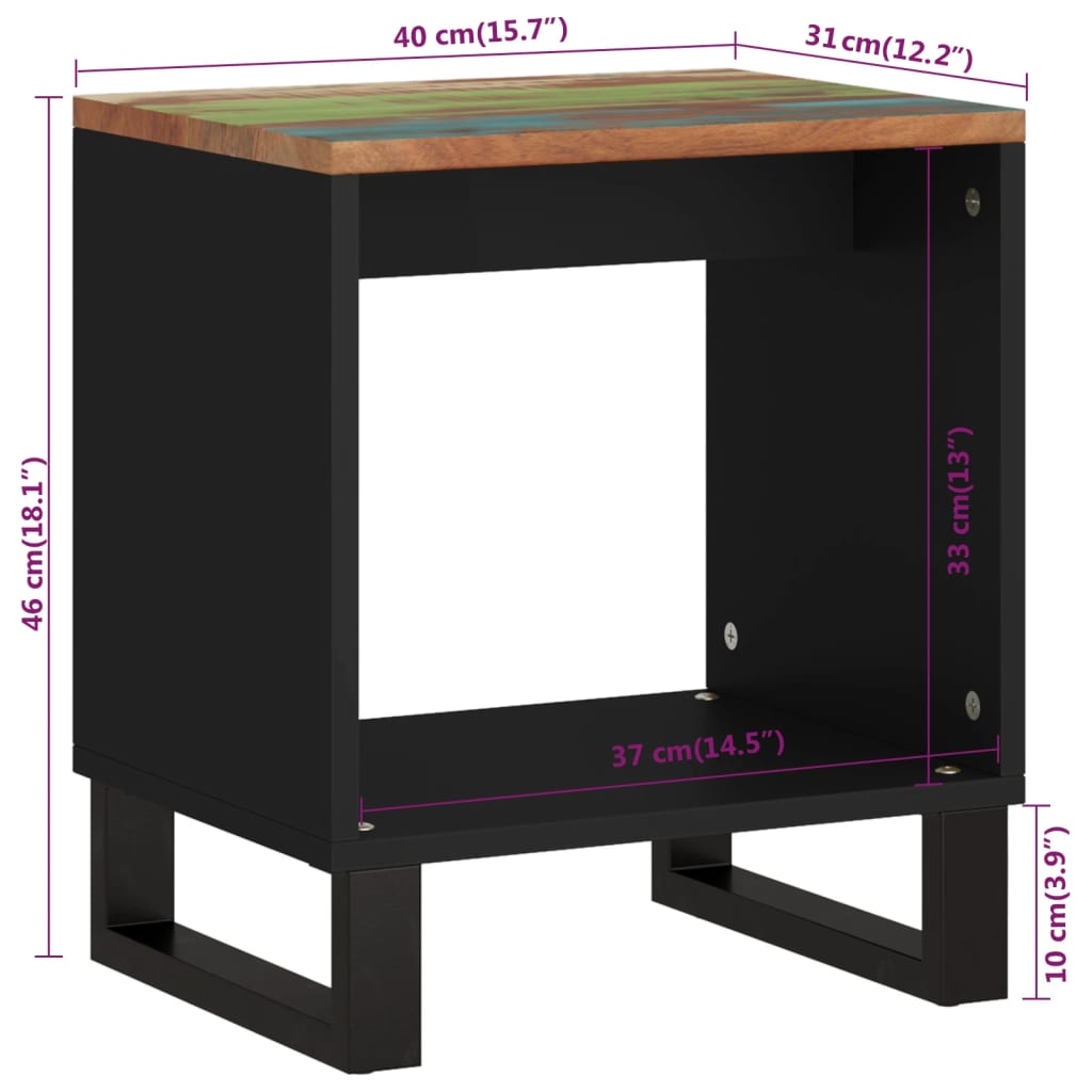 Soffbord 40x31x46 cm massivt återvunnet och konstruerat trä