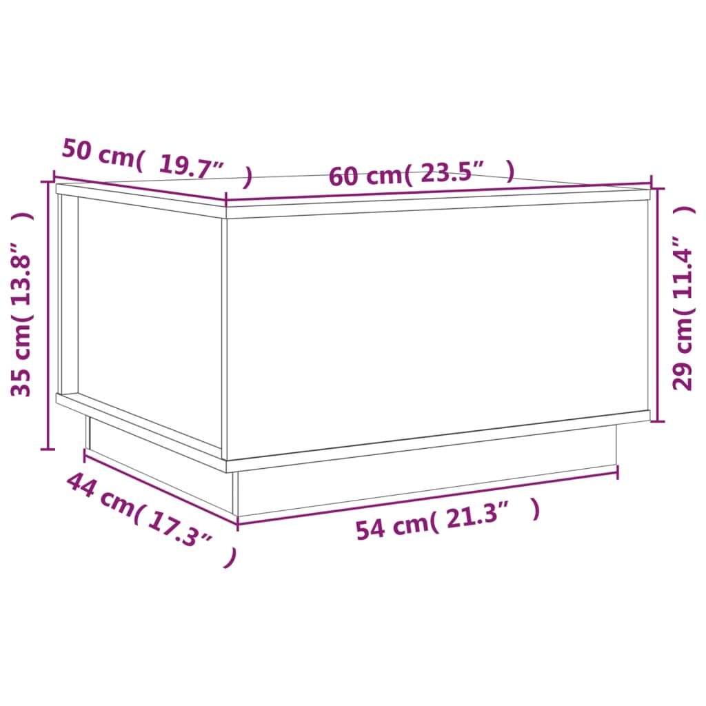 Soffbord vit 60x50x35 cm massiv furu