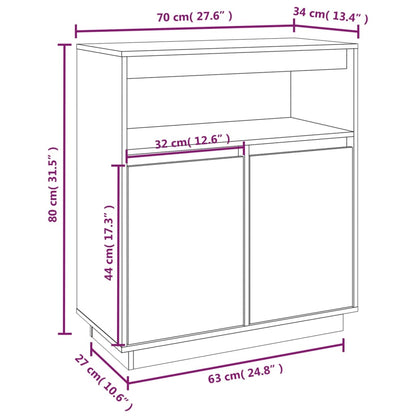 Skänk vit 70x34x80 cm massiv furu