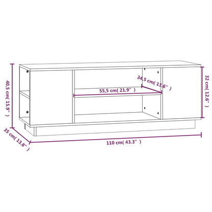 Tv-bänk svart 110x35x40,5 cm massiv furu