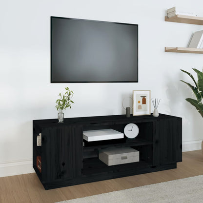 Tv-bänk svart 110x35x40,5 cm massiv furu