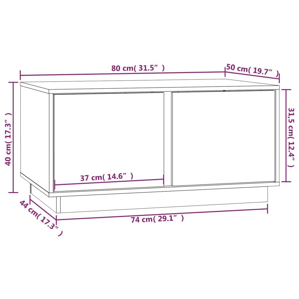 Soffbord 80x50x40 cm massivt furu