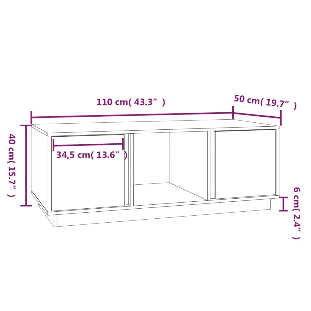 Soffbord honungsbrun 110x50x40 cm massiv furu