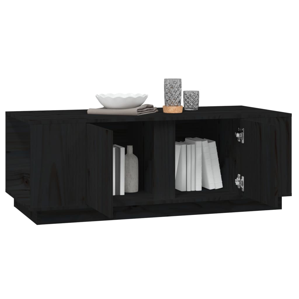 Soffbord svart 110x50x40 cm massiv furu