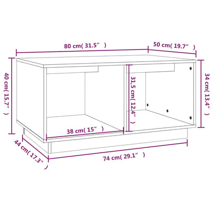 Soffbord svart 80x50x40 cm massivt furu