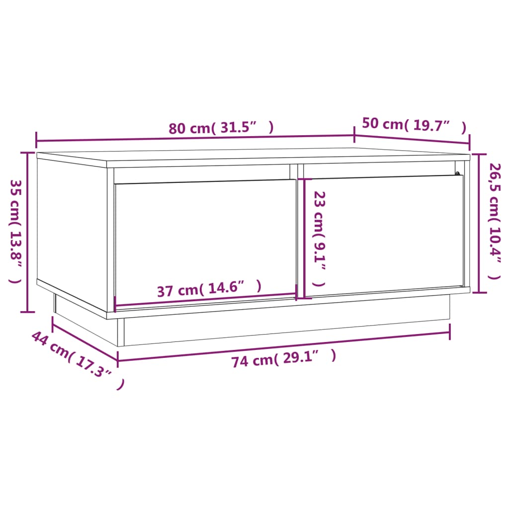 Soffbord 80x50x35 cm massiv furu