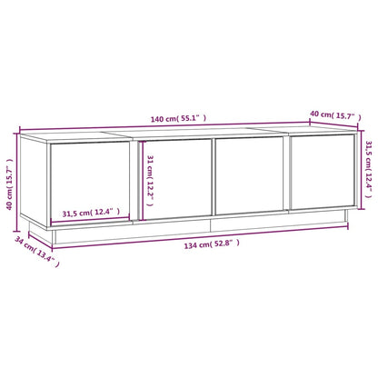 Tv-bänk vit 140x40x40 cm massiv furu