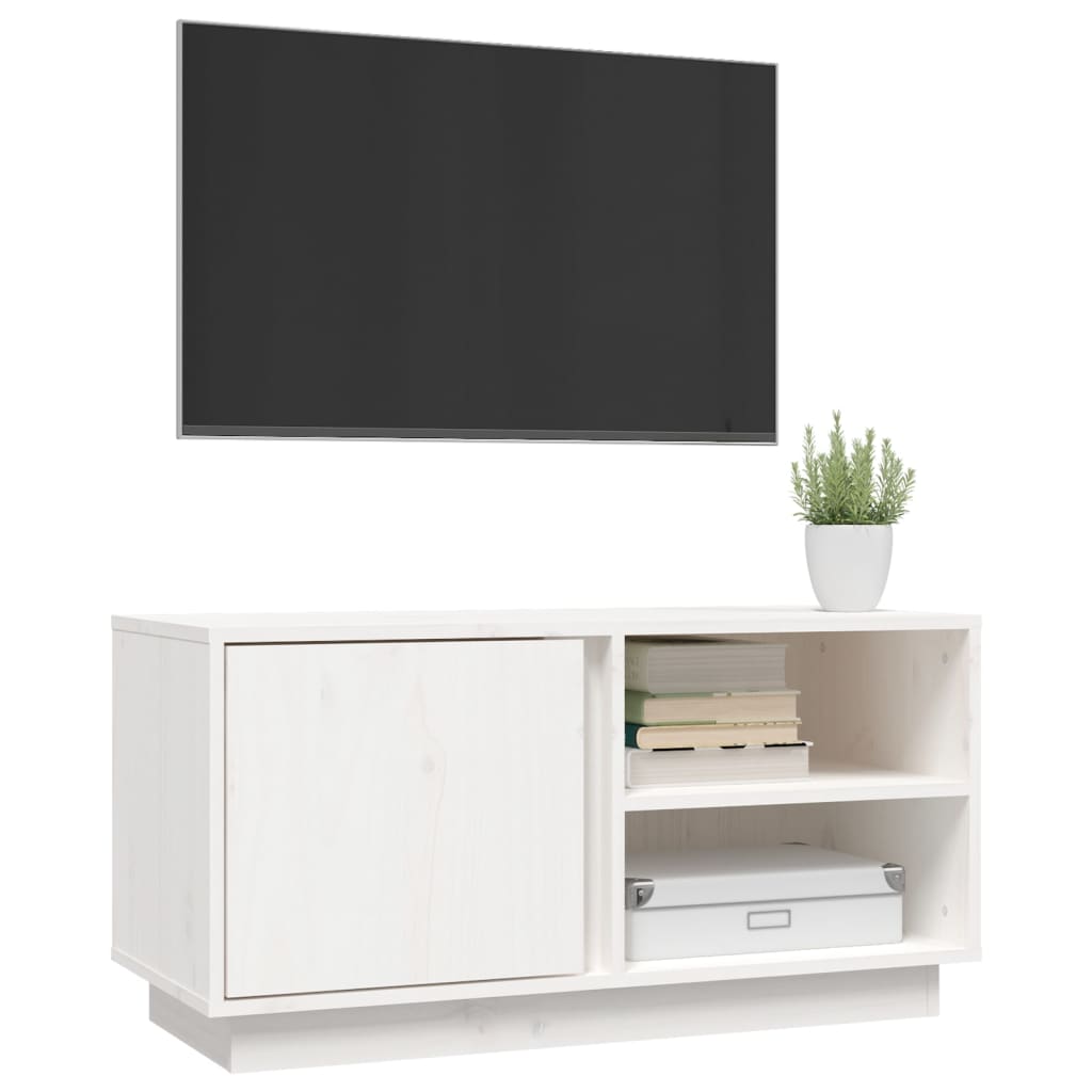 Tv-bänk vit 80x35x40,5 cm massiv furu