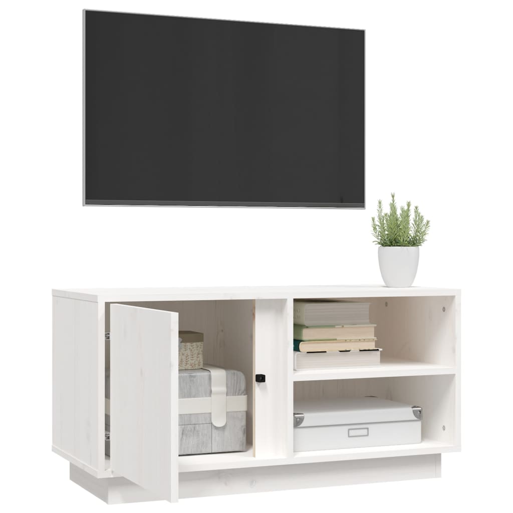 Tv-bänk vit 80x35x40,5 cm massiv furu