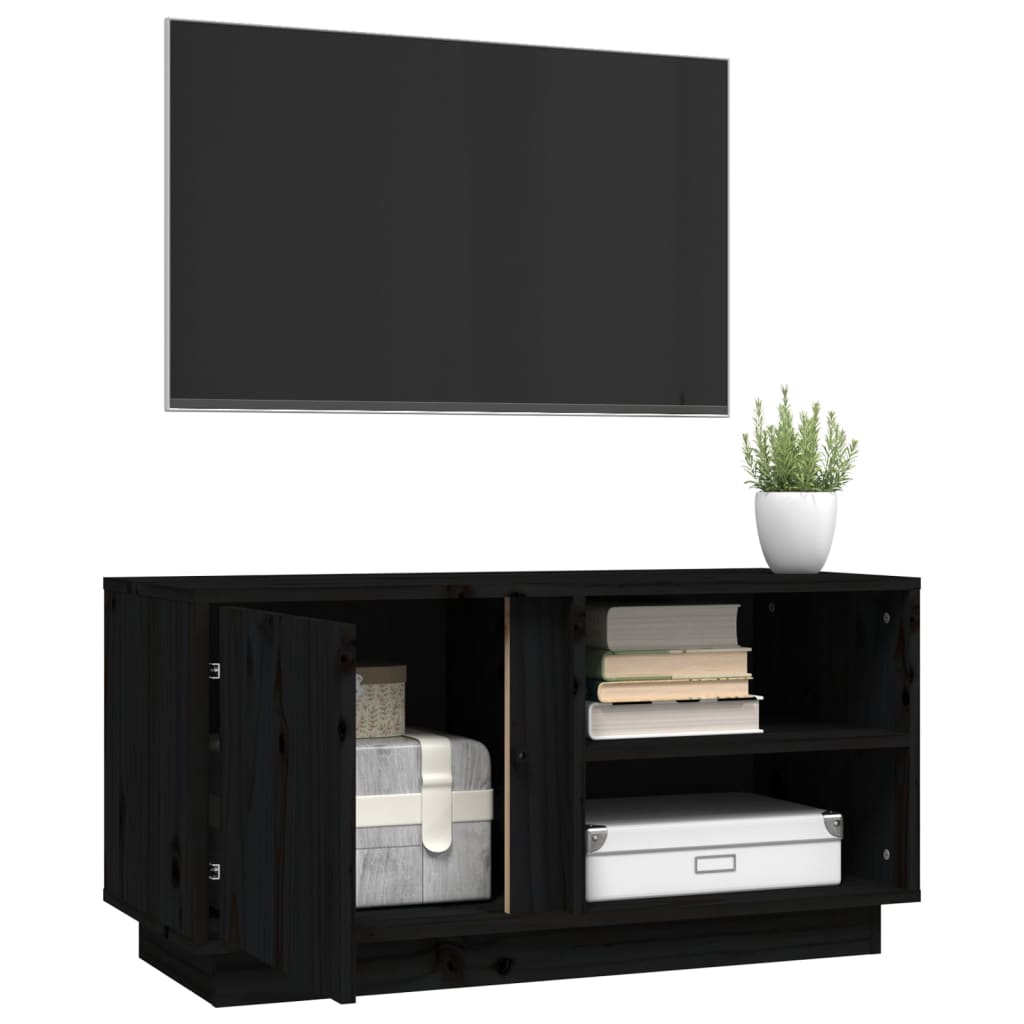 Tv-bänk svart 80x35x40,5 cm massiv furu