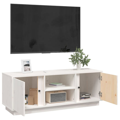 Tv-bänk vit 110x35x40,5 cm massiv furu