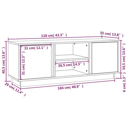 Tv-bänk grå 110x35x40,5 cm massiv furu